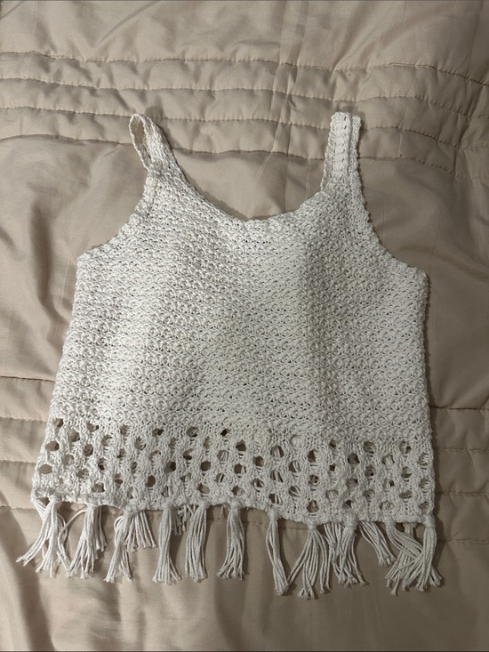 aerie Tops - aerie Cream Crochet Fringe Camisole